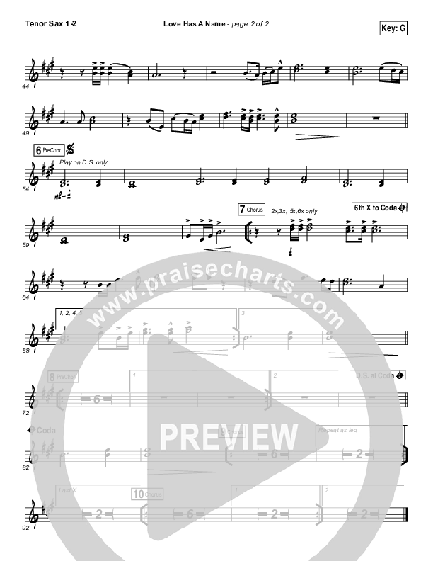 Love Has A Name Tenor Sax 1/2 (Jesus Culture / Kim Walker-Smith)