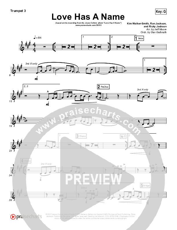 Love Has A Name Trumpet 3 (Jesus Culture / Kim Walker-Smith)