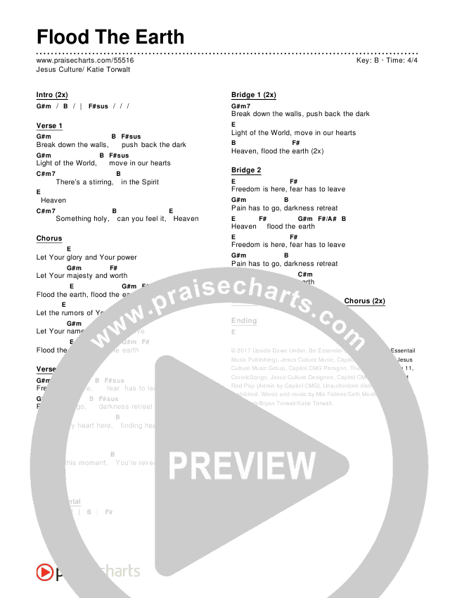 Flood The Earth Chords PDF (Jesus Culture / Katie Torwalt) PraiseCharts