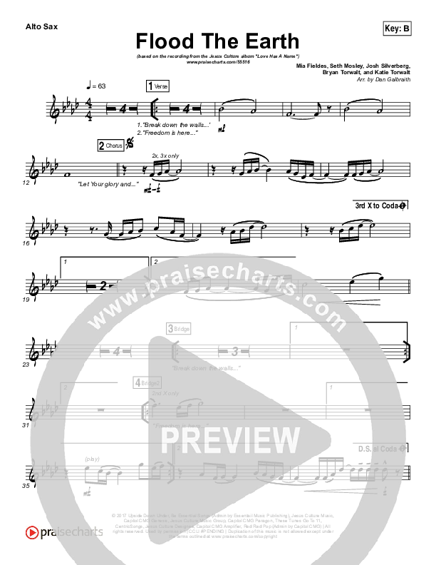 Flood The Earth Alto Sax (Jesus Culture /  Katie Torwalt)