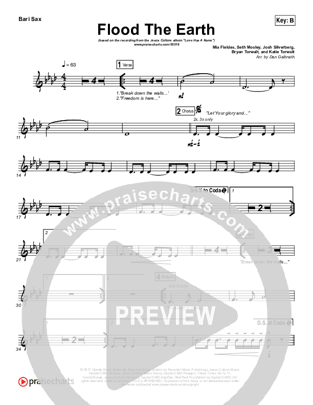 Flood The Earth Bari Sax (Jesus Culture /  Katie Torwalt)