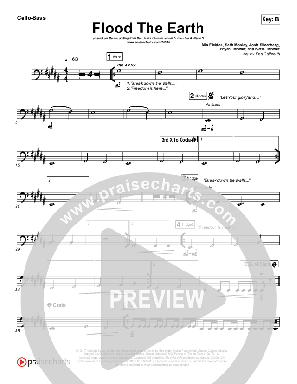 Flood The Earth Cello/Bass (Jesus Culture / Katie Torwalt)