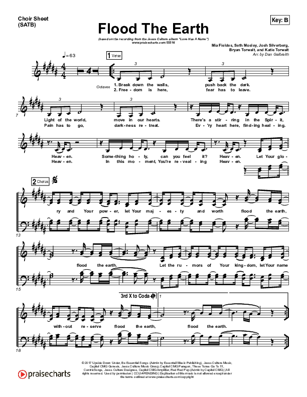 Flood The Earth Choir Sheet (SATB) (Jesus Culture /  Katie Torwalt)