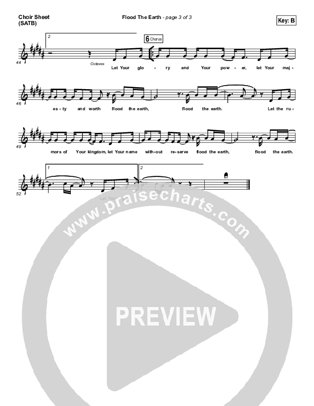 Flood The Earth Choir Sheet (SATB) (Jesus Culture /  Katie Torwalt)