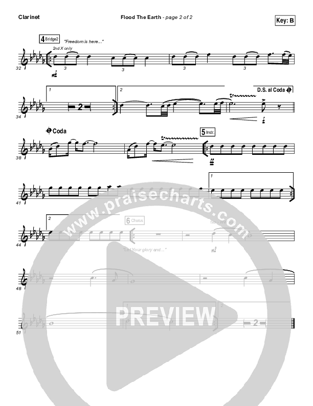 Flood The Earth Clarinet (Jesus Culture / Katie Torwalt)