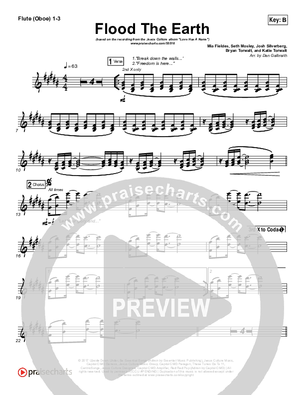 Flood The Earth Flute/Oboe 1/2/3 (Jesus Culture / Katie Torwalt)