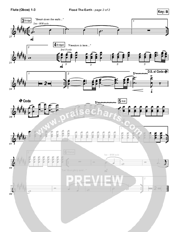 Flood The Earth Flute/Oboe 1/2/3 (Jesus Culture / Katie Torwalt)