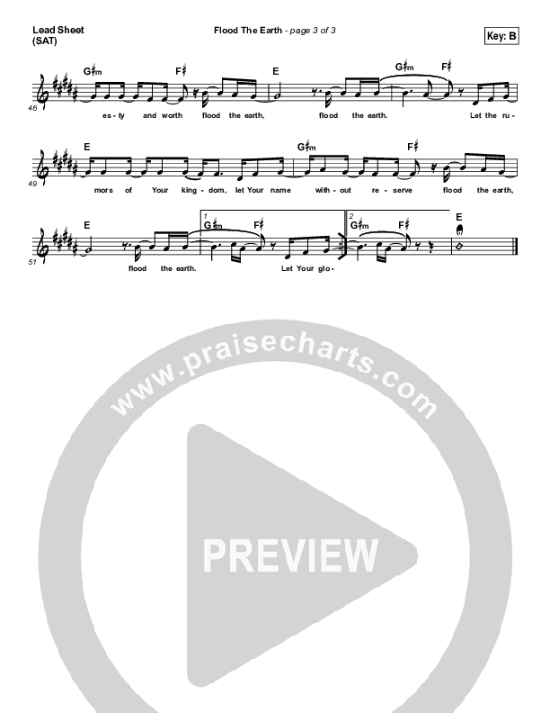 Flood The Earth Lead Sheet (SAT) (Jesus Culture /  Katie Torwalt)
