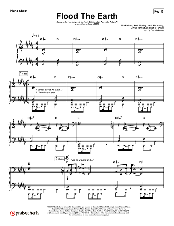 Flood The Earth Piano Sheet (Jesus Culture /  Katie Torwalt)