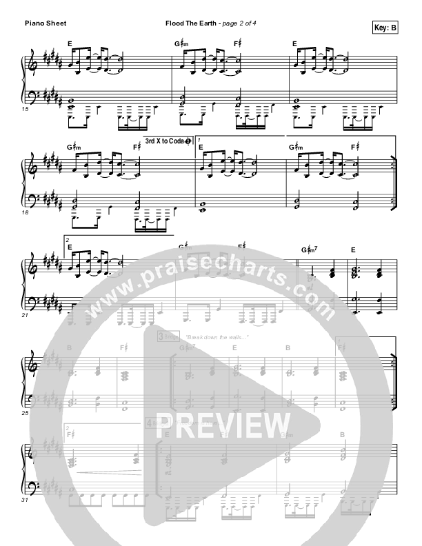Flood The Earth Piano Sheet (Jesus Culture /  Katie Torwalt)