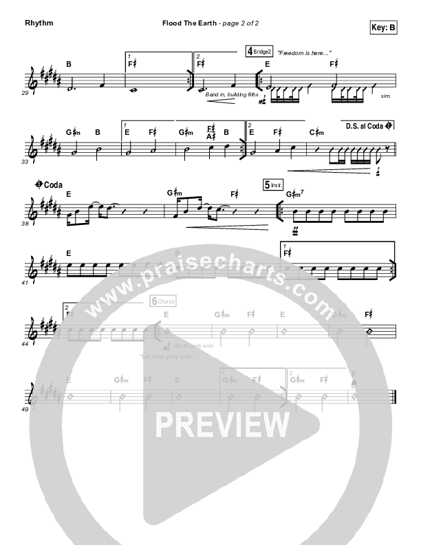 Flood The Earth Rhythm Chart (Jesus Culture / Katie Torwalt)