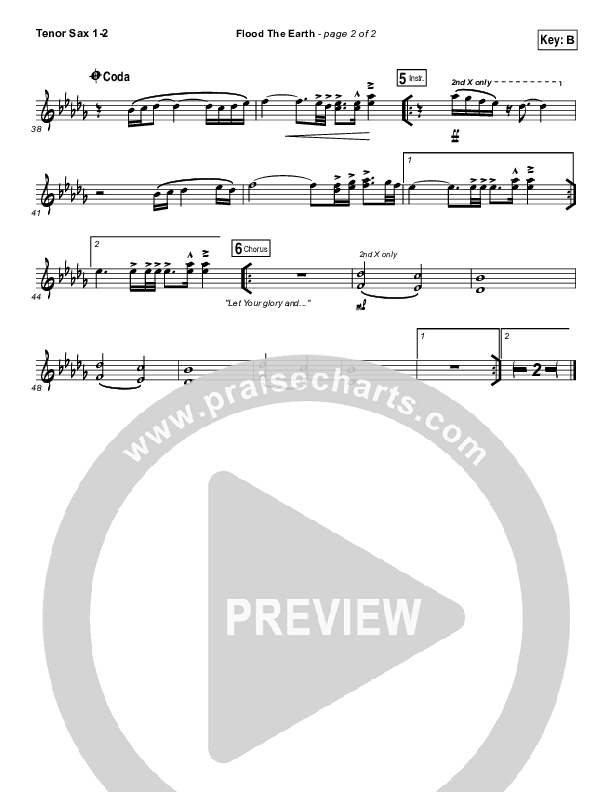 Flood The Earth Tenor Sax 1/2 (Jesus Culture /  Katie Torwalt)