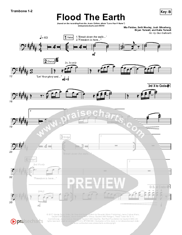 Flood The Earth Trombone 1/2 (Jesus Culture /  Katie Torwalt)