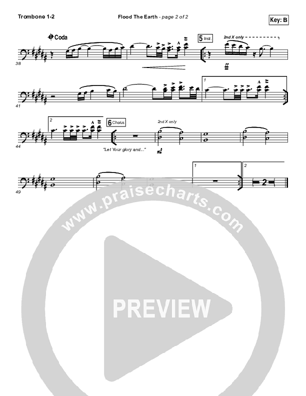 Flood The Earth Trombone 1/2 (Jesus Culture /  Katie Torwalt)