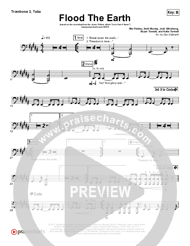 Flood The Earth Trombone 3/Tuba (Jesus Culture /  Katie Torwalt)