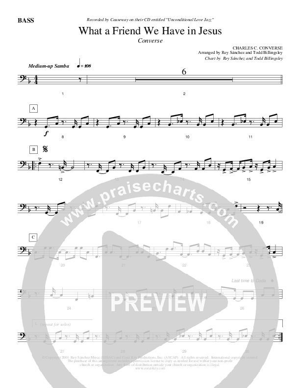 What A Friend We Have In Jesus Bass Guitar (Causeway)