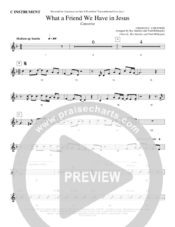 What A Friend We Have In Jesus C Instruments (Causeway)