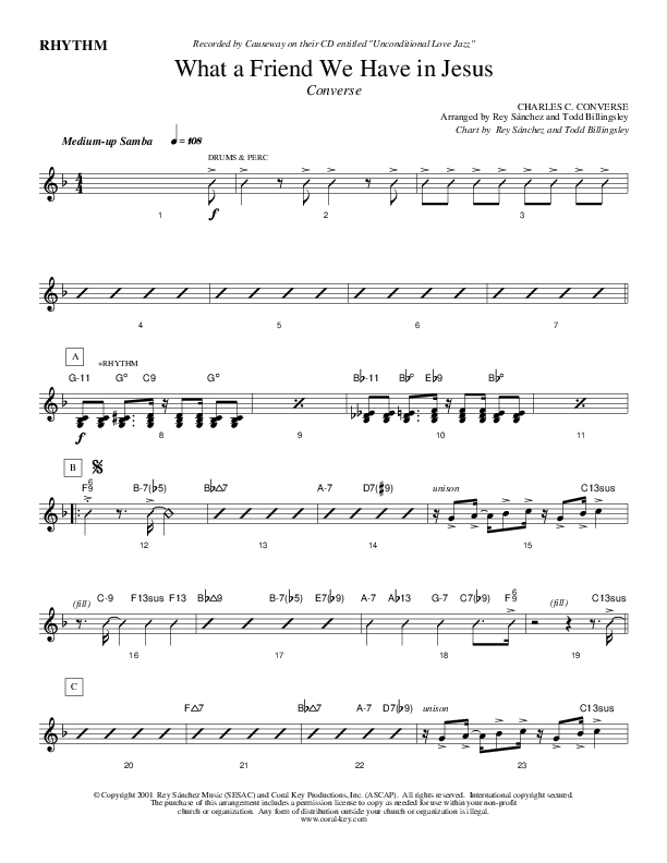 What A Friend We Have In Jesus Rhythm Chart (Causeway)