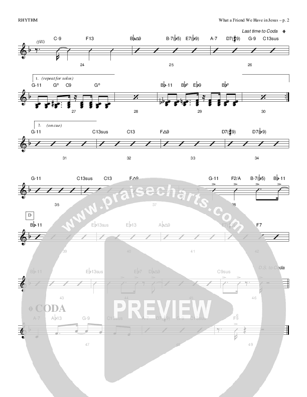 What A Friend We Have In Jesus Rhythm Chart (Causeway)