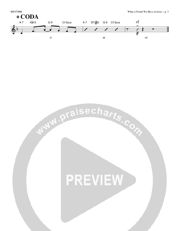 What A Friend We Have In Jesus Rhythm Chart (Causeway)