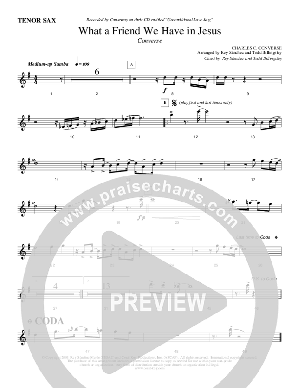 What A Friend We Have In Jesus Tenor Sax 2 (Causeway)