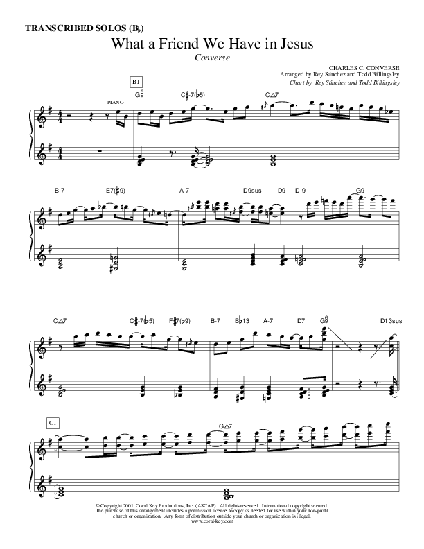 What A Friend We Have In Jesus Transcribed Solos (Bb) (Causeway)