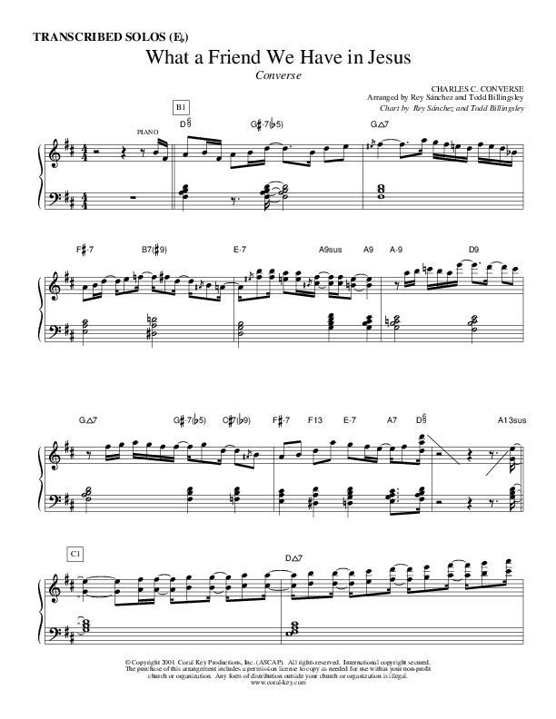 What A Friend We Have In Jesus Transcribed Solos (Eb) (Causeway)