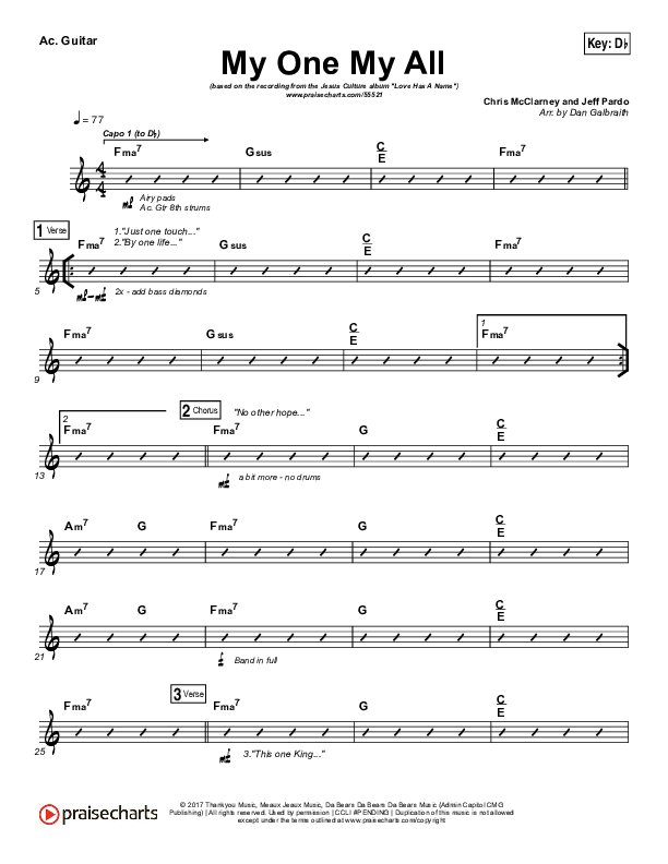 My One My All Acoustic Guitar (Jesus Culture / Chris McClarney)