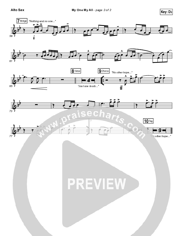 My One My All Alto Sax (Jesus Culture / Chris McClarney)