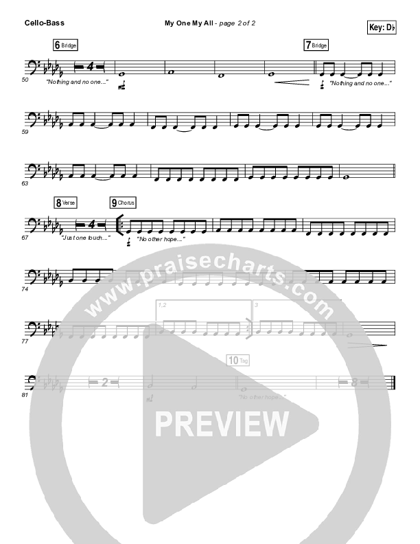 My One My All Cello/Bass (Jesus Culture / Chris McClarney)