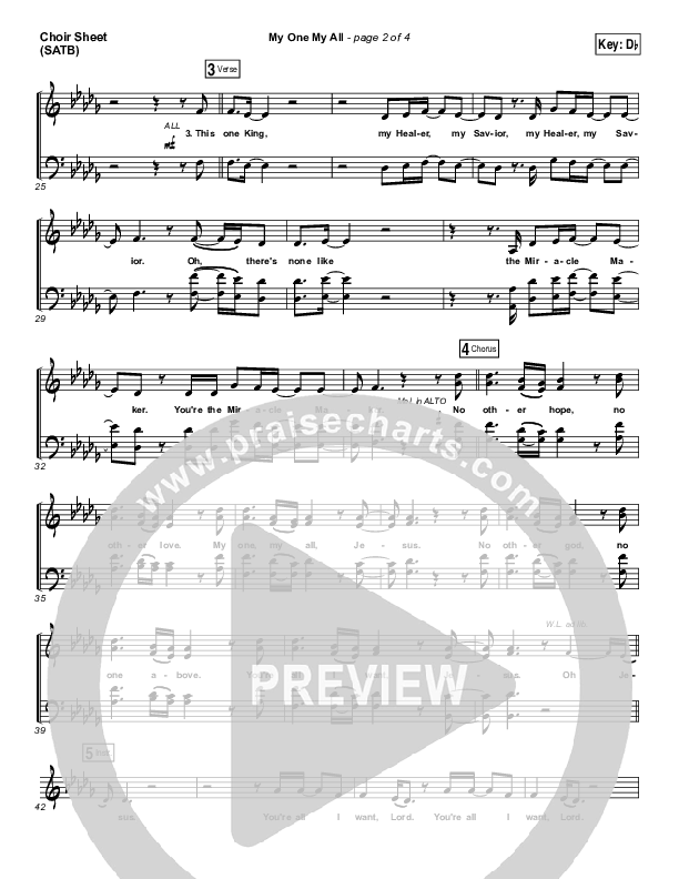 My One My All Choir Vocals (SATB) (Jesus Culture / Chris McClarney)