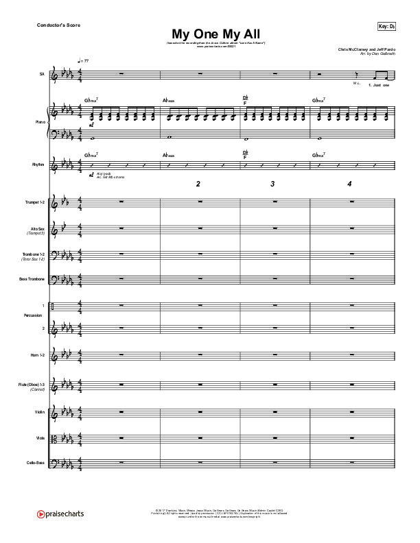 My One My All Conductor's Score (Jesus Culture / Chris McClarney)