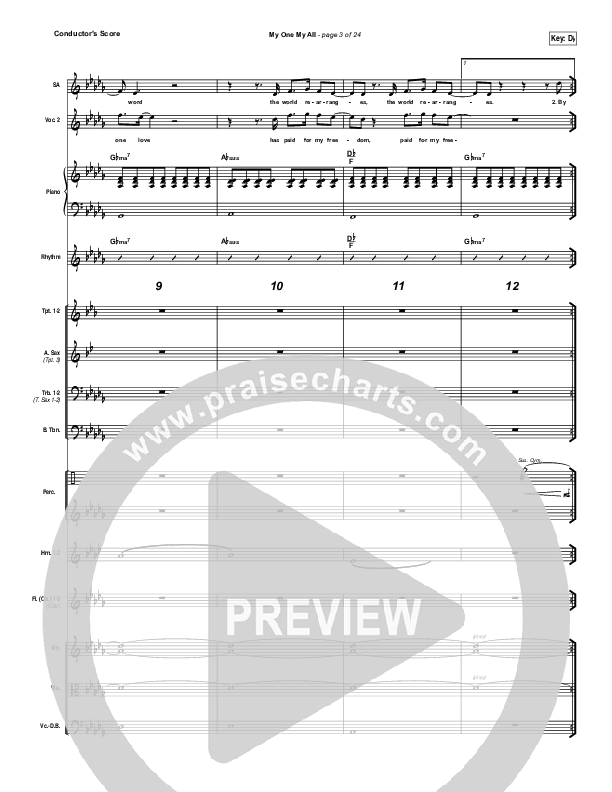 My One My All Conductor's Score (Jesus Culture / Chris McClarney)