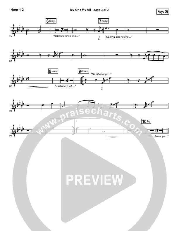 My One My All French Horn 1/2 (Jesus Culture / Chris McClarney)