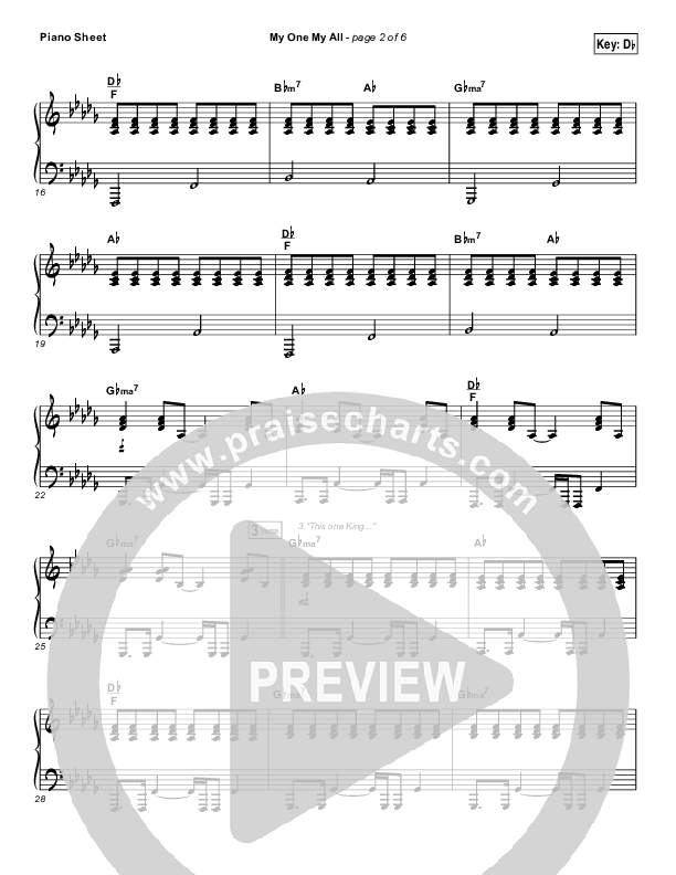 My One My All Piano Sheet (Jesus Culture / Chris McClarney)