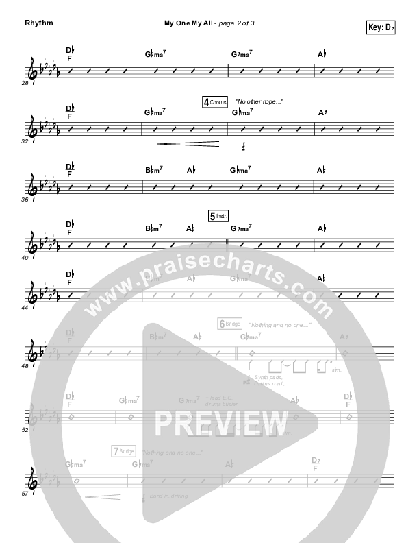 My One My All Rhythm Chart (Jesus Culture / Chris McClarney)