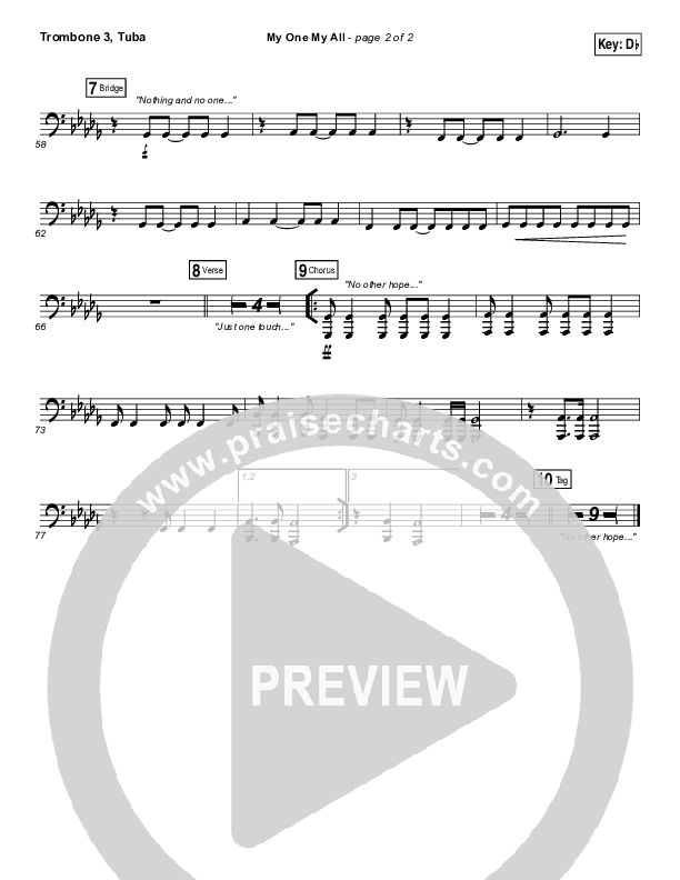 My One My All Trombone 3/Tuba (Jesus Culture / Chris McClarney)