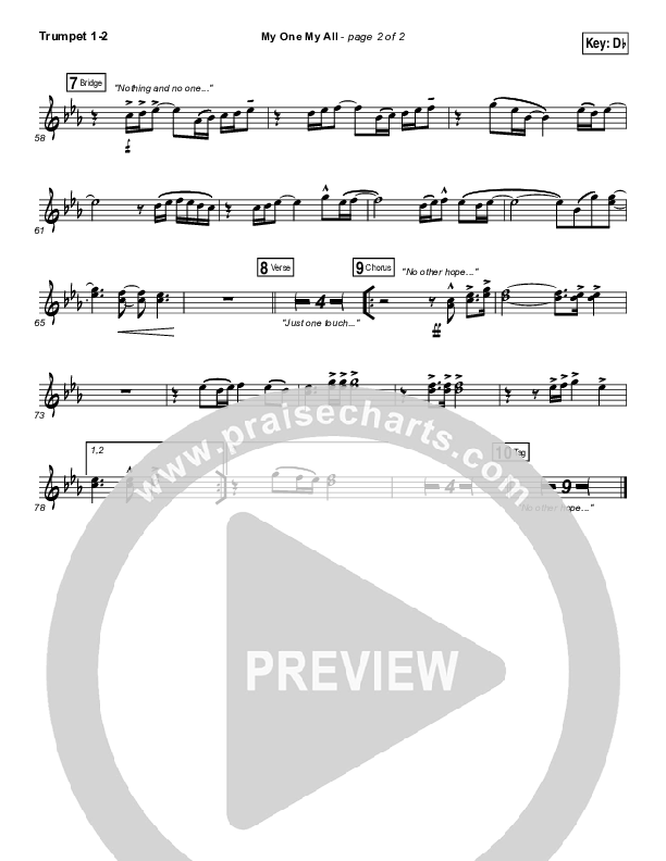 My One My All Trumpet 1,2 (Jesus Culture / Chris McClarney)