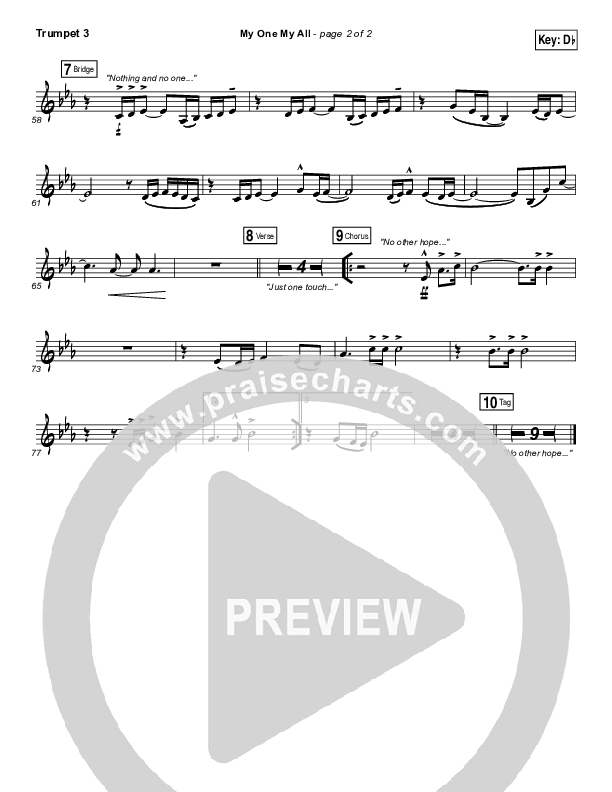 My One My All Trumpet 3 (Jesus Culture / Chris McClarney)