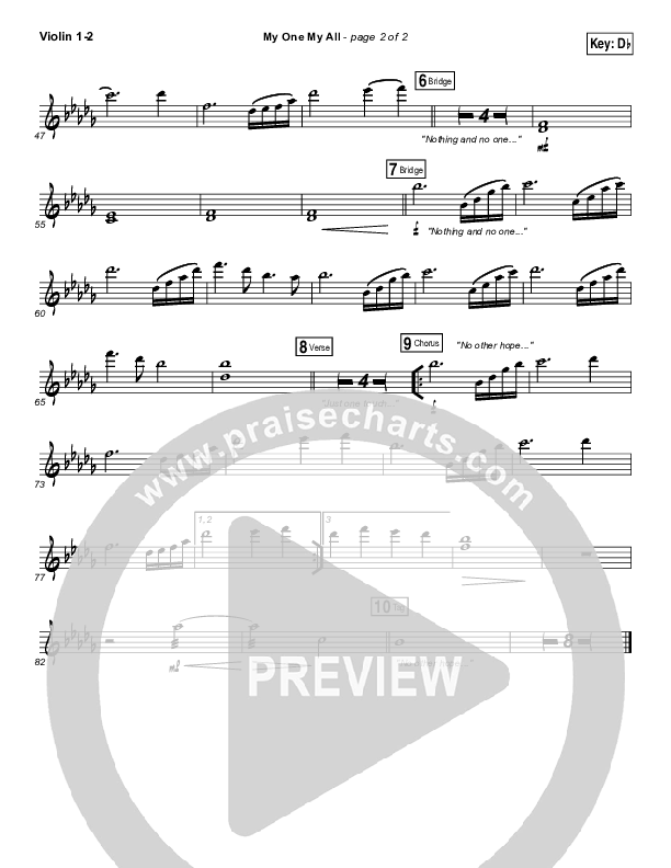 My One My All Violin 1/2 (Jesus Culture / Chris McClarney)