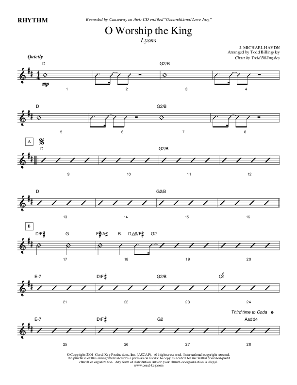 Oh Worship The King Rhythm Chart (Causeway)