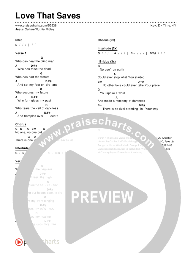 Love That Saves Chords & Lyrics (Jesus Culture / Ruthie Ridley)