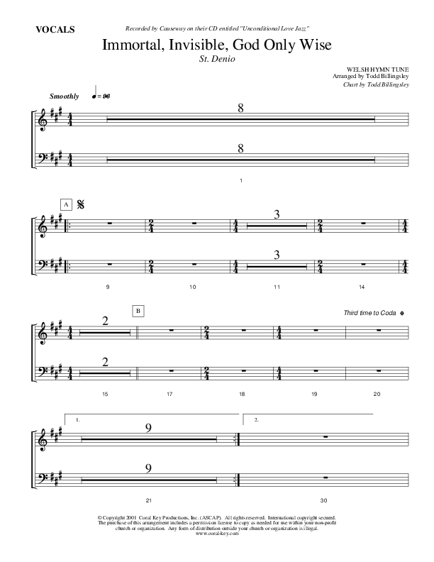 Immortal Invisible God Only Wise Choir Sheet (Causeway)