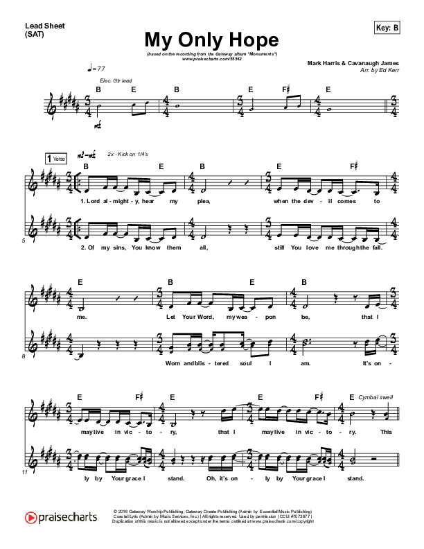 My Only Hope Lead Sheet (SAT) (GATEWAY)