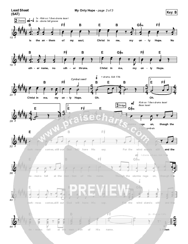 My Only Hope Lead Sheet (SAT) (GATEWAY)