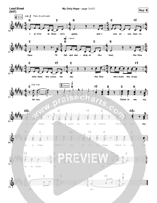 My Only Hope Lead Sheet (SAT) (GATEWAY)