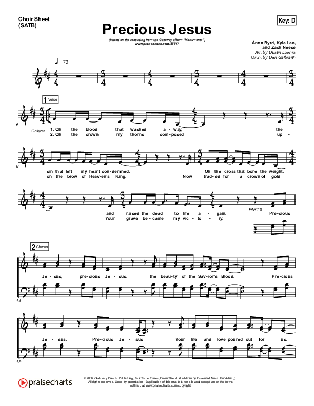 Precious Jesus Choir Sheet (SATB) (GATEWAY)