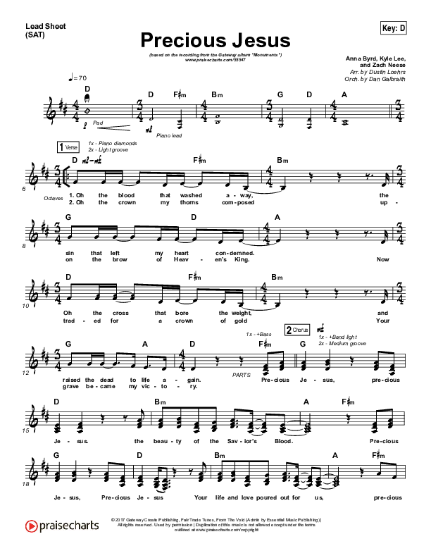 Precious Jesus Lead Sheet (SAT) (GATEWAY)