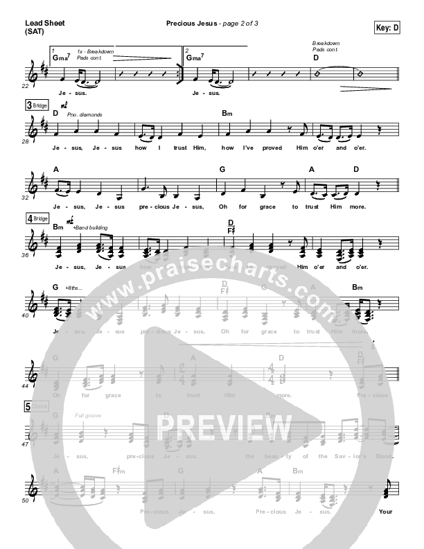 Precious Jesus Lead Sheet (SAT) (GATEWAY)