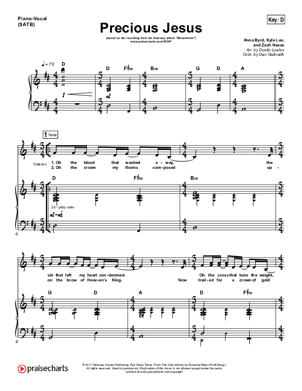 Precious Jesus Piano/Vocal (SATB) (GATEWAY)